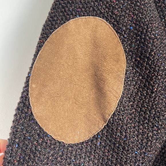 Vintage REI wool (?) 1/4 zip mock neck elbow patch waffle knit sweater sz L - Picture 7 of 8